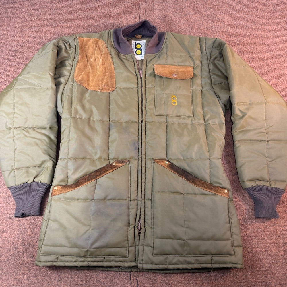 Bob Allen Vintage Shooting Jacket Mens M Quilted Hunting Coat Olive Green USA